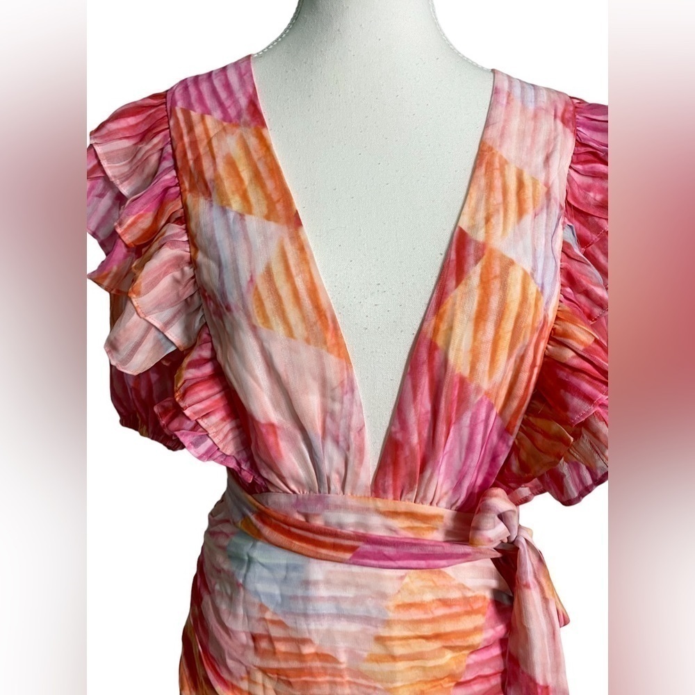 L’ATISTE BY AMY Spring Abstract Ruffle Mini Dress NWT - Picture 3 of 16